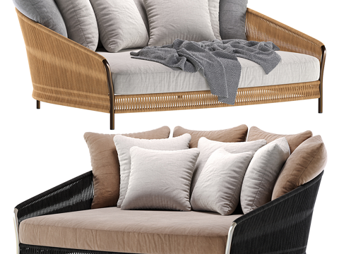  现代户外编织休闲沙发3d模型 