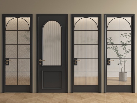 法式单开门 平开门 卧室门 玻璃门 厨卫门su模型