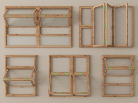 中式折叠窗 上下折叠窗su模型