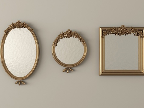 法式镜子 装饰镜 化妆镜 梳妆镜 浴室镜su模型