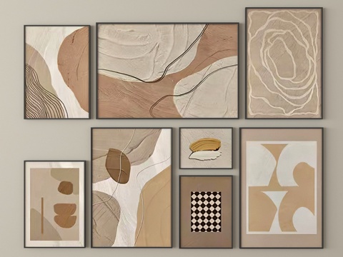 现代装饰挂画 挂画组合su模型