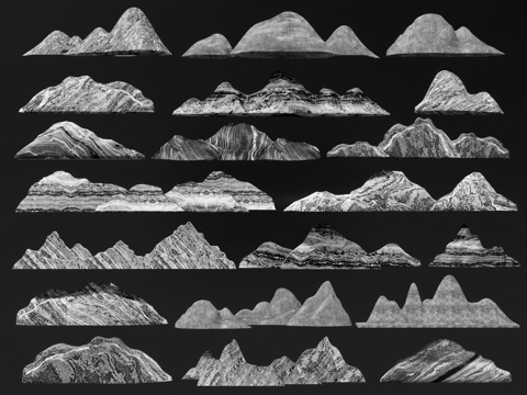 新中式雪浪石 泰山石 景观置石 假山片石 石景 景石片岩石头su模型