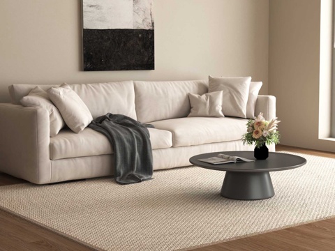 现代双人沙发 沙发茶几su模型