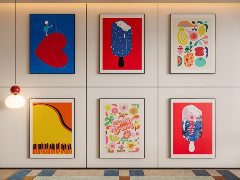 多巴胺组合装饰画su模型