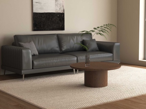 现代双人沙发 皮质su模型