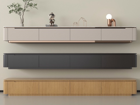 现代电视柜组合 落地电视柜 木材su模型