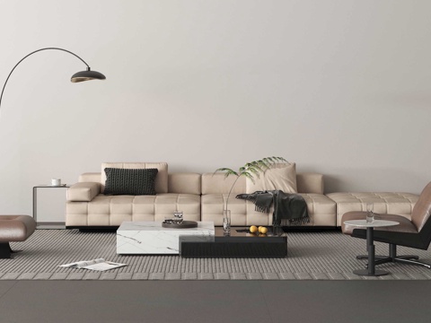 现代沙发组合 沙发茶几 多人沙发 单人沙发 办公沙发su模型