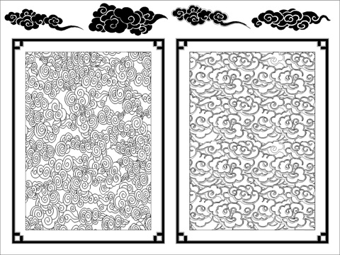 中式云纹cad施工图