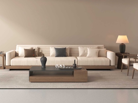 新中沙发组合 沙发茶几 多人沙发 单人沙发 办公沙发su模型