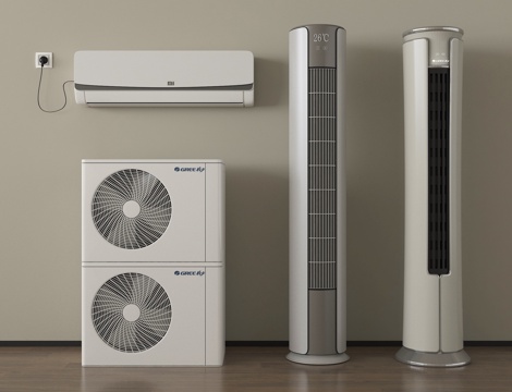 现代空调 立式空调 壁挂式空调 空调外机su模型