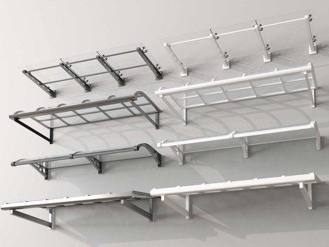 现代雨棚 玻璃雨棚 玻璃遮阳棚 雨搭 遮雨棚 户外雨棚su模型