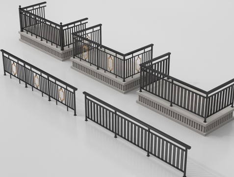 现代围栏 护栏 阳台护栏 栏杆 铁艺栏杆su模型