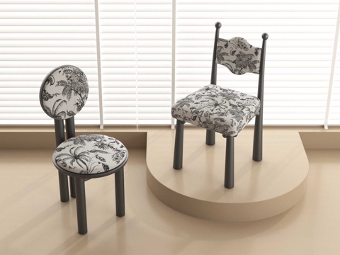 法式餐椅 单椅 休闲椅su模型