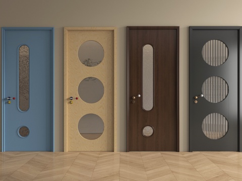 中古单开门  卧室门 洞洞门 玻璃门 厨卫门su模型