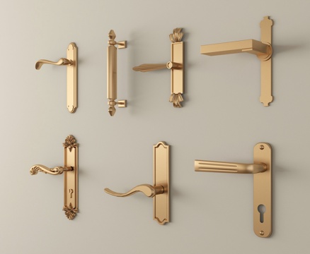 法式门把手 金属拉手su模型