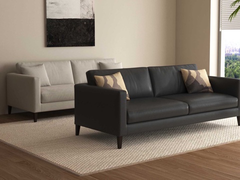 现代双人沙发su模型