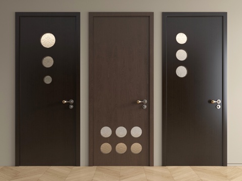 法式中古单开门 卧室门 洞洞门 玻璃门 厨卫门 木门su模型