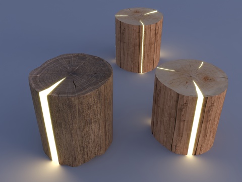 树墩景观灯 庭院灯 地灯 树墩 树灯 裂缝树墩灯su模型