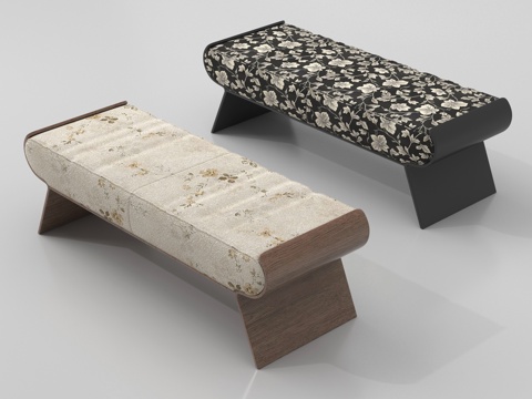 法式复古风换鞋凳 床尾凳 沙发凳su模型