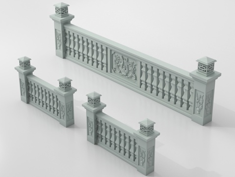 欧式围栏 护栏 阳台护栏 石材栏杆su模型
