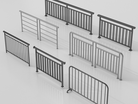 现代围栏 护栏 铁艺栏杆 扶手su模型