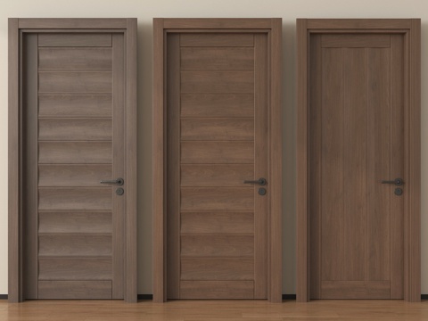 现代单开门 木门 平开门 单开门组合 卧室门su模型