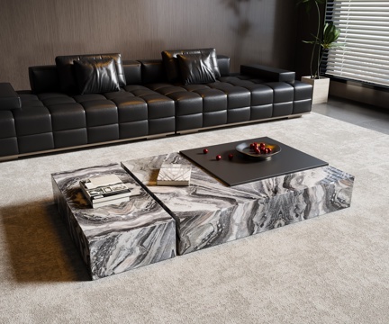 现代意式茶几 大理石茶几su模型