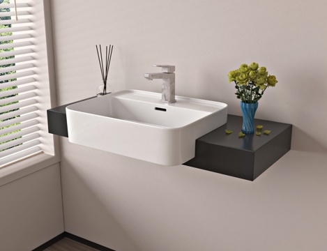 现代洗手台盆 洗手台 洗手池su模型