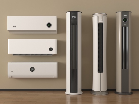 现代空调 壁挂式空调 立式空调su模型