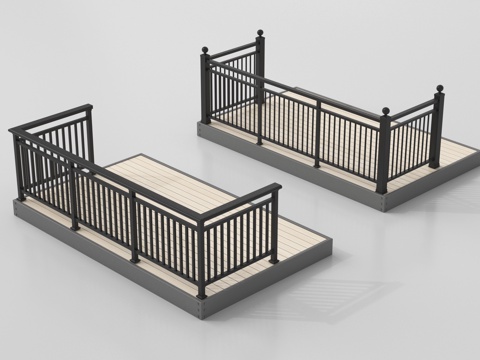 现代围栏护栏 阳台栏杆 铁艺栏杆su模型