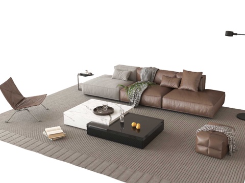 现代沙发组合 沙发茶几 多人沙发 单人沙发 办公沙发su模型