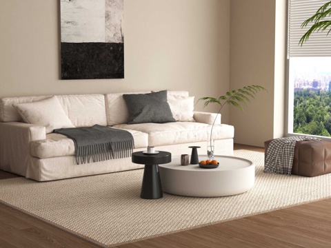 现代双人沙发su模型