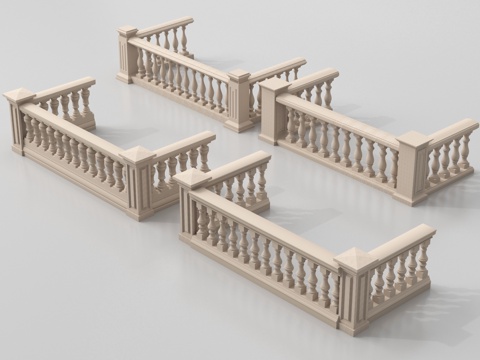 欧式围栏 护栏 阳台护栏 栏杆su模型