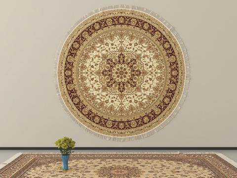 欧式地毯 圆形地毯su模型