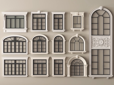 欧式窗户 欧式窗套 欧式窗组合su模型