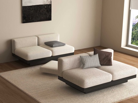 现代双人沙发 沙发垫su模型