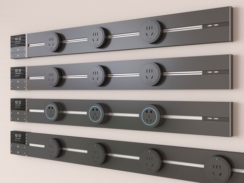 现代开关插座 轨道插座su模型