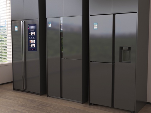 现代冰箱 双开门冰箱 嵌入式冰箱su模型