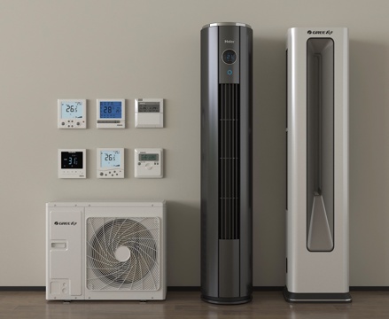 现代空调 立式空调 空调外机 控制面板su模型