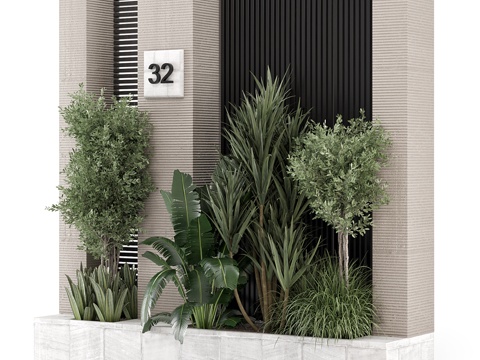  现代入户庭院景观3d模型 