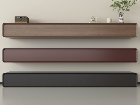 现代电视柜组合 落地电视柜 木材su模型