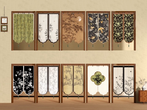 门帘  拉帘 厨房门帘 茶馆门帘  布艺su模型