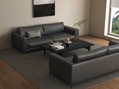 现代双人沙发 沙发茶几 办公沙发su模型