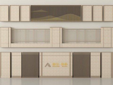 现代围墙 景墙 小区围墙 铁艺围墙su模型