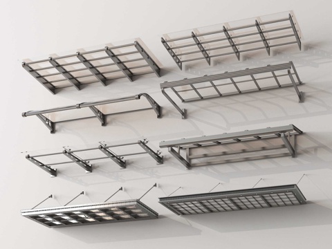 现代雨棚 玻璃雨棚 玻璃遮阳棚 雨搭 遮雨棚 户外雨棚su模型