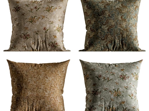 方形抱枕 沙发抱枕 美式田园风抱枕 复古抱枕su模型