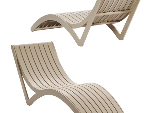  现代户外木质休闲椅3d模型 