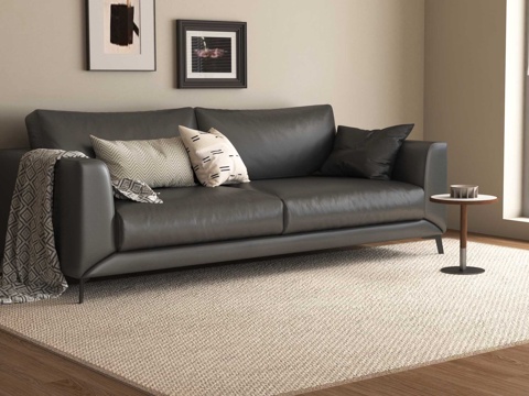 现代双人沙发 皮质su模型