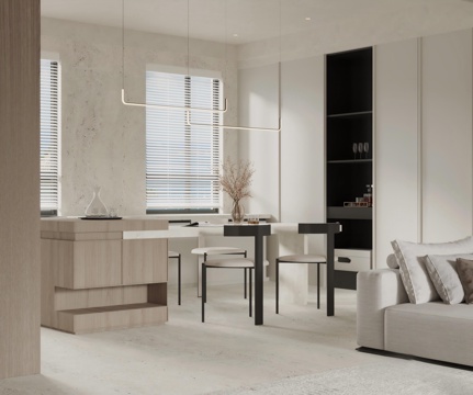  现代客餐厅 暖色客餐厅3d模型 