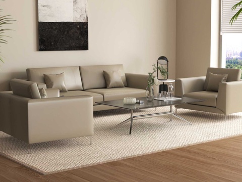 现代沙发组合 沙发茶几 多人沙发 单人沙发 办公沙发su模型